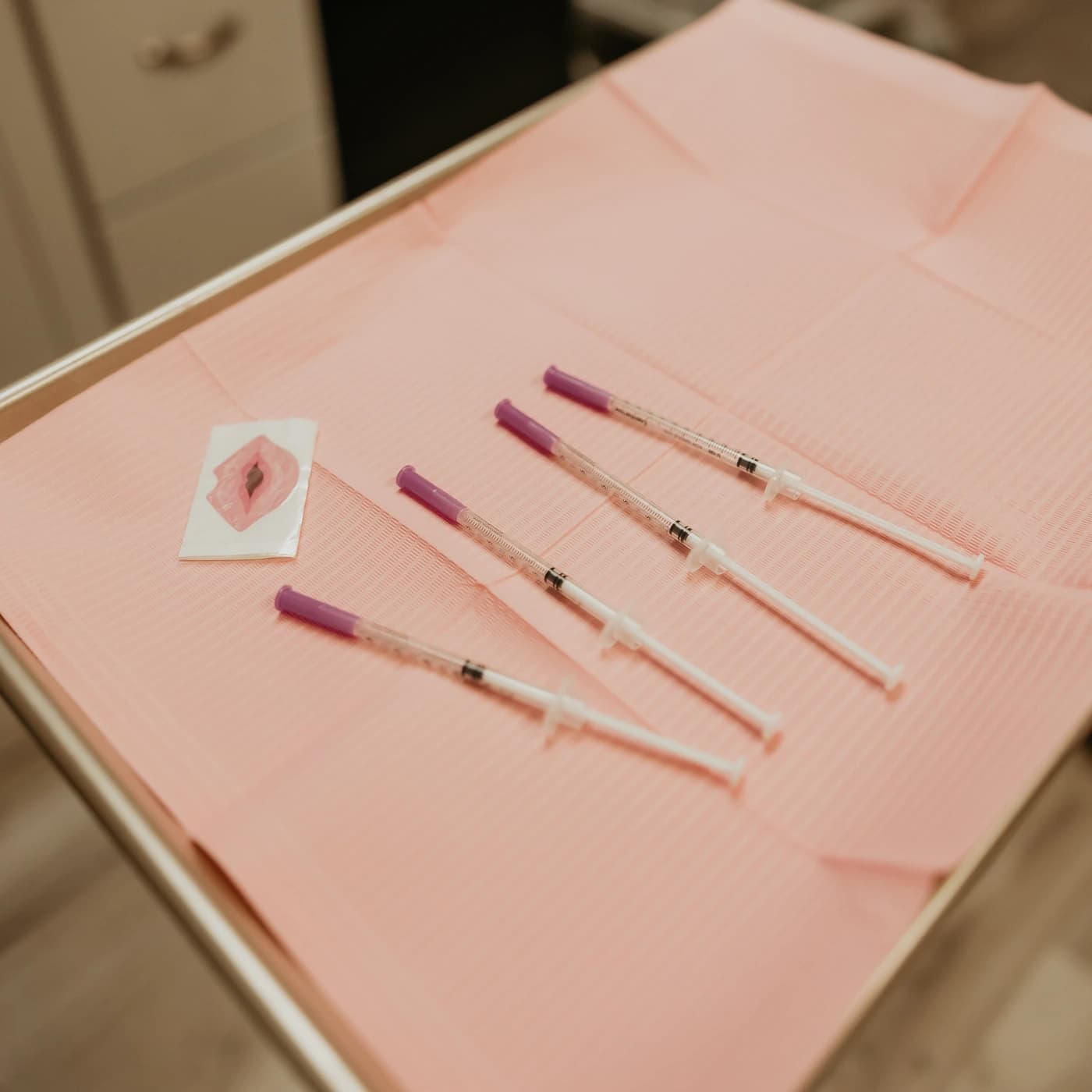Wrinkle relaxer doses drawn up on the treatment tray at Revive Beauty Bar in Salinas, CA